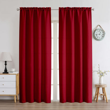 Chyhomenyc White Curtains 45 Inch Length 2 Panels, Faux Linen Textured