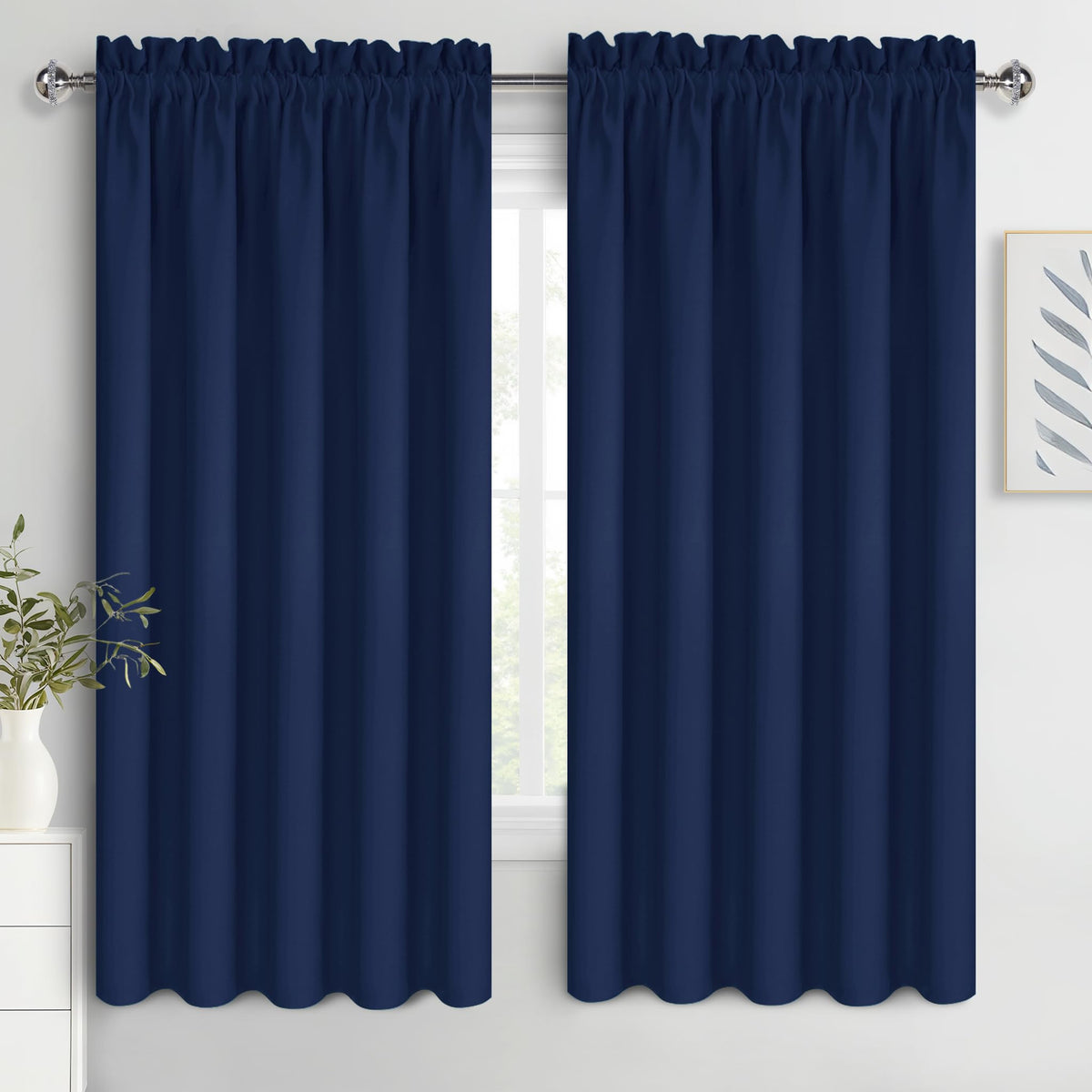 DWCN Blackout Curtains for Bedroom Living Room 42 x 63 Inch Long Black