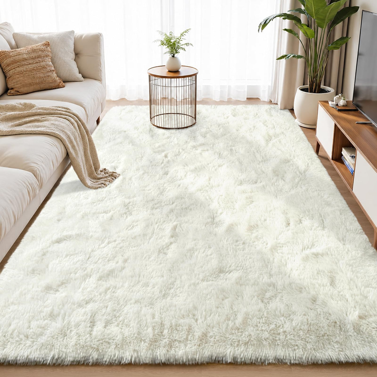 Zentavio 5x8 Area Rugs for Bedroom Fluffy Rugs for Living Room Carpet Large Fuzzy Soft Shag Aesthetic Plush High Pile Gray Throw Rug for Nursery Kids Room Dorm Waved Grey