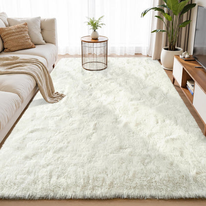 Zentavio 5x8 Area Rugs for Bedroom Fluffy Rugs for Living Room Carpet Large Fuzzy Soft Shag Aesthetic Plush High Pile Gray Throw Rug for Nursery Kids Room Dorm Waved Grey