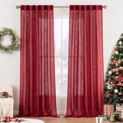MIULEE Natural White Linen Curtains 52x84 Inch Long for Bedroom Living Room