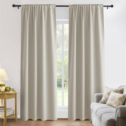 PONY DANCE Black Out Curtains 72 inch Long, Black, 2 Panels