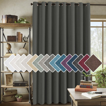 H.VERSAILTEX Linen Blackout Curtain 84 Inches Long for Bedroom/Living Room Thermal Insulated Grommet Linen Look Curtain Drapes Primitive Textured Burlap Effect Window Drapes 1 Panel - Heather Ivory