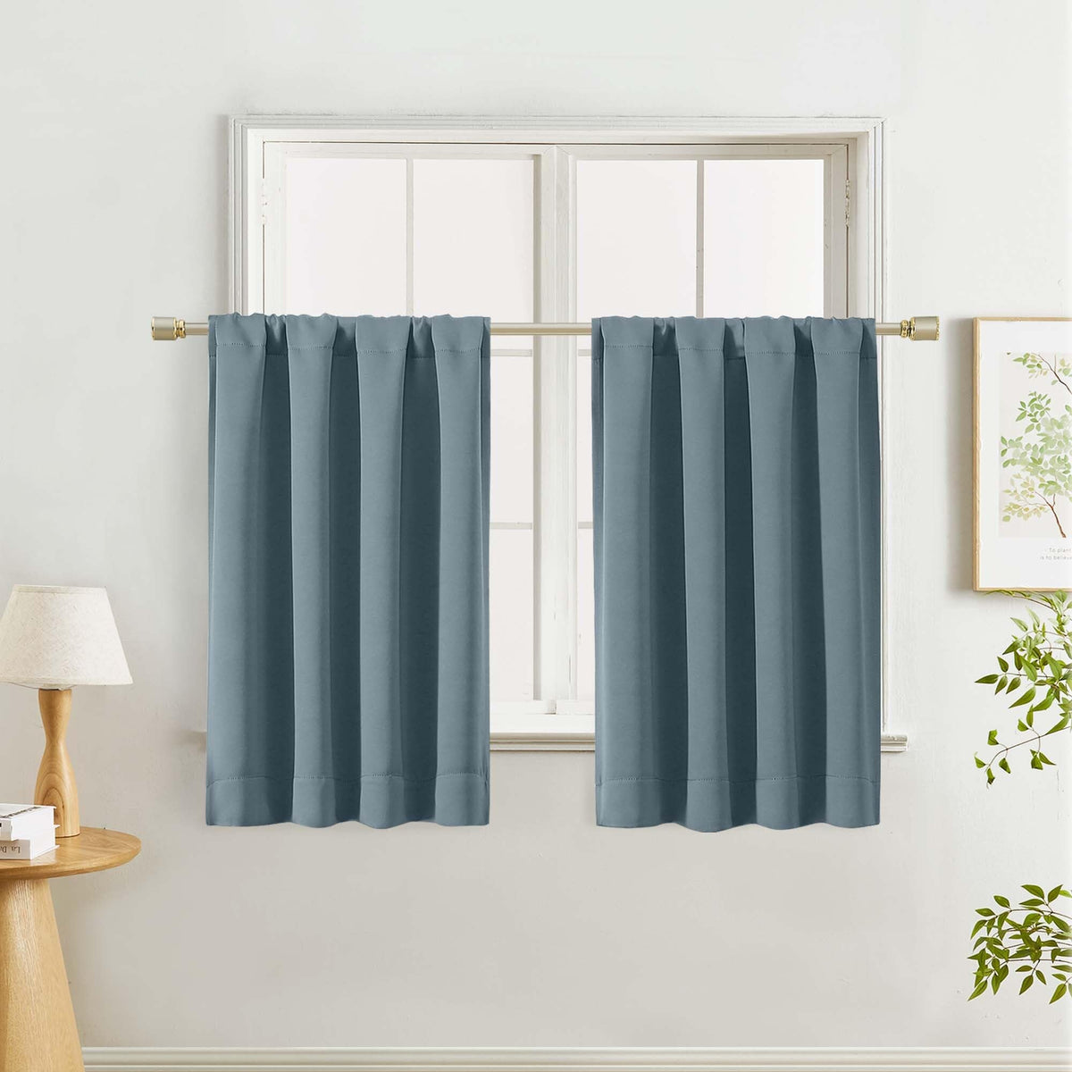 Lecloud Sage Green Room Darkening Curtains 54 Inch Length 2 Panels, Window Curtains for Bedroom, Energy Thermal Insulating Rod Pocket Curtain Drapes for Small Window, 40" W x 54" L