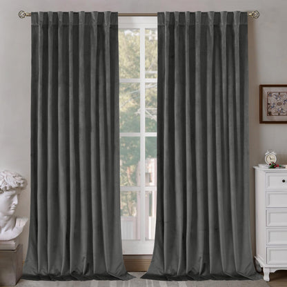 BGment Olive Green Velvet Blackout Curtains 52 x 84 Inch Length, 2 Panels