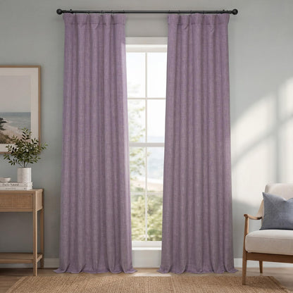 Faux Linen Curtains for Living Room (1 Panel) - 50W X 108L, Birch Taupe