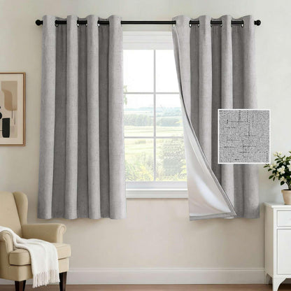 H.VERSAILTEX 100% Blackout Curtains for Bedroom 84 Inches Long Grommet Linen Face Full Light Blocking Curtain Drapes for Living Room Thermal Linen Look Curtains 2 Panels Set, 52" W x 84" L, Navy