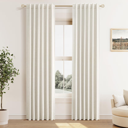 Guken Cream Linen Blackout Curtains 84 Inch Length 2 Panels Set for Living Room Bedroom Back Tab Thermal Insulated 100% Black Out Drapes Room Darkening Window Curtain Ivory Natural Beige