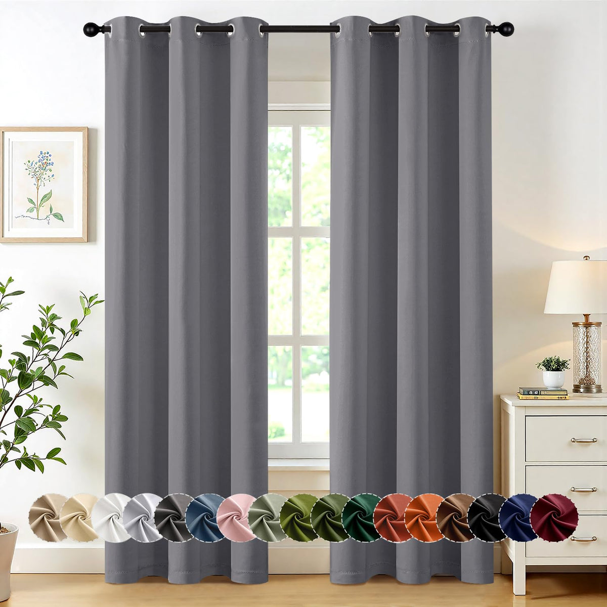MIULEE Blackout Curtains for Bedroom 2 Panels 40 x 63 Inch Long Navy Blue