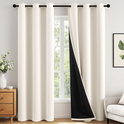 MIULEE Cream 100% Blackout Curtains for Bedroom 40x63 Inch Long