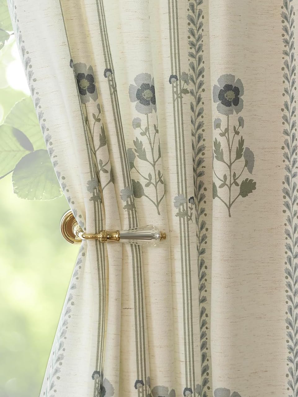 Pinch Pleated Curtains for Living Room Bedroom Dining Room - 72 Inches Light Filtering Floral Curtains Luxury Linen Drapes Farmhouse Window Curtains with Hooks - 2 Panels Set, 40" W x 72" L