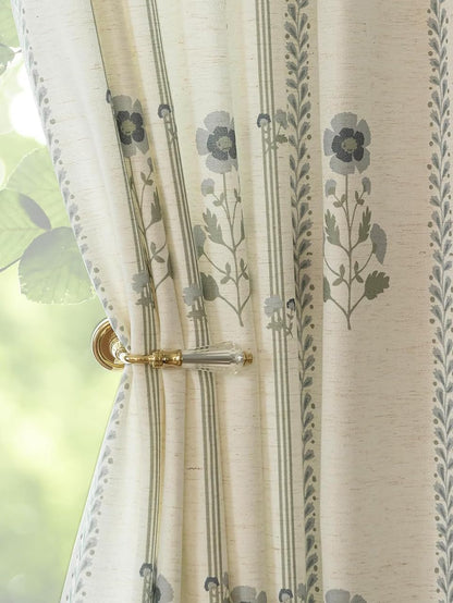 Pinch Pleated Curtains for Living Room Bedroom Dining Room - 72 Inches Light Filtering Floral Curtains Luxury Linen Drapes Farmhouse Window Curtains with Hooks - 2 Panels Set, 40" W x 72" L