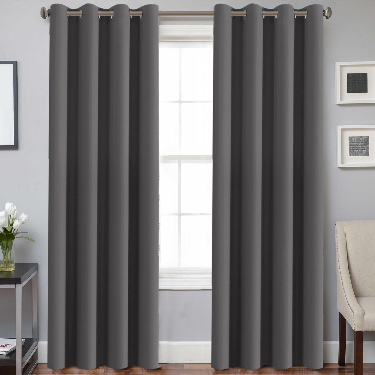 H.VERSAILTEX Blackout Curtains for Bedroom Thermal Insulated Room Darkening Living Room Curtains 63 Inch Long Grommet Privacy Protection Window Curtain Panels/Drapes for Nursery,2 Panels,Ivory/Cream