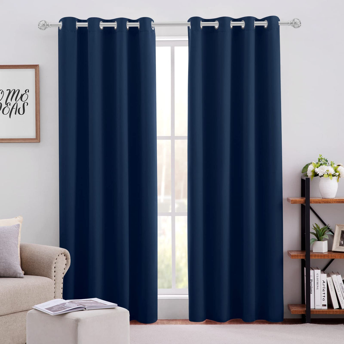 HOMEIDEAS Blackout Curtains for Bedroom 52 X 84 Inch Long 2 Panels Set Light Grey/Gray Room Darkening Curtains/Drapes, Soundproof Thermal Grommet Window Curtains for Living Room