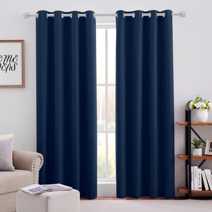 HOMEIDEAS Blackout Curtains for Bedroom 52 X 84 Inch Long 2 Panels Set Light Grey/Gray Room Darkening Curtains/Drapes, Soundproof Thermal Grommet Window Curtains for Living Room