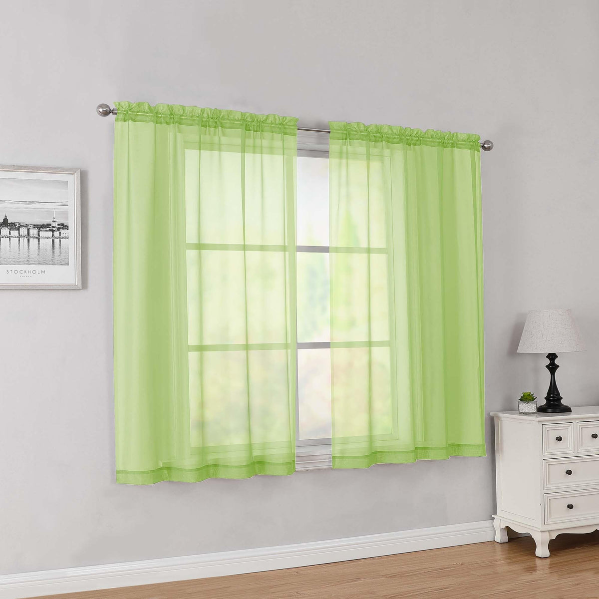 Simplebrand Black Sheer Curtains 84 Inches Long 2 Panels for Living Room