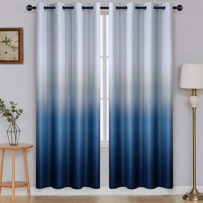 SimpleHome Ombre Black to Grey White Curtains for Living Room 52Wx84L
