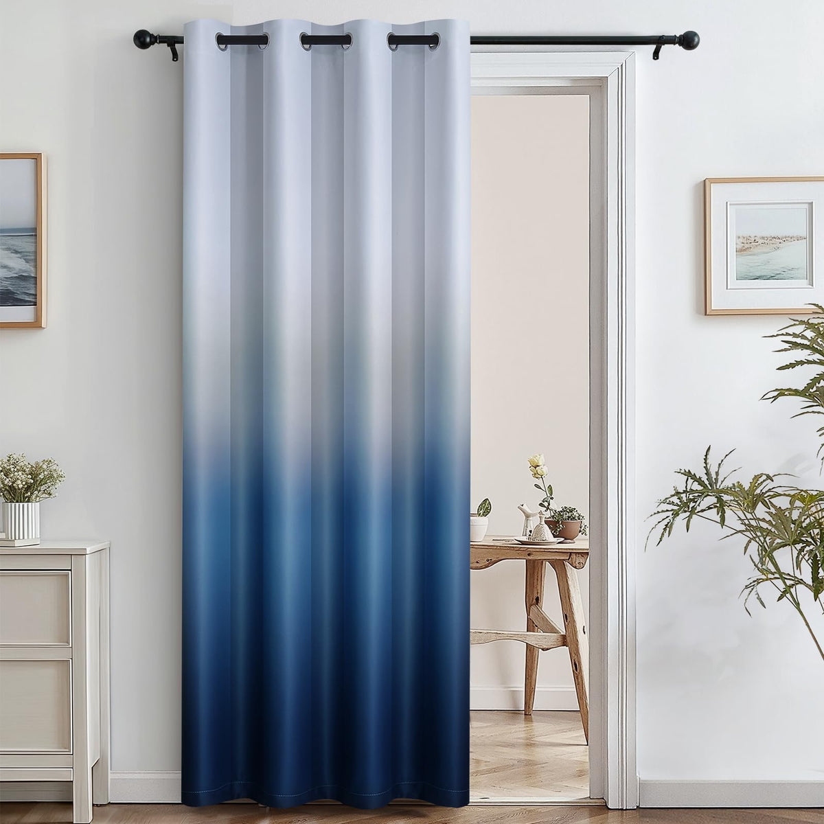 SimpleHome Ombre Black to Grey White Curtains for Living Room 52Wx84L