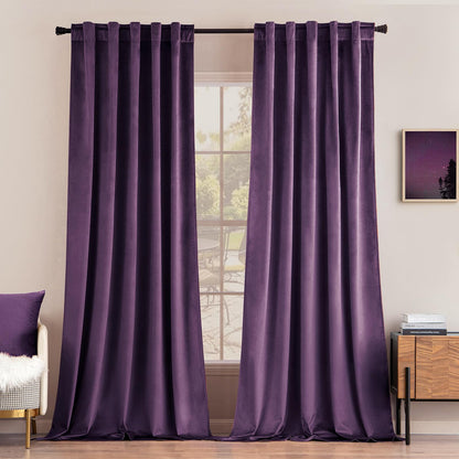 MIULEE Velvet Curtains 52x84 inches 2 Panels Olive Green Blackout Curtains