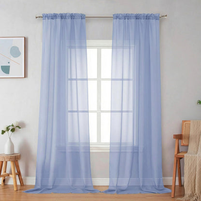 Simplebrand Black Sheer Curtains 84 Inches Long 2 Panels for Living Room