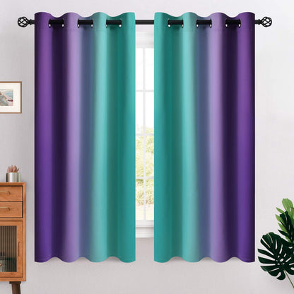 COSVIYA Grommet Room Darkening Ombre Purple Curtains W52xL63 inch