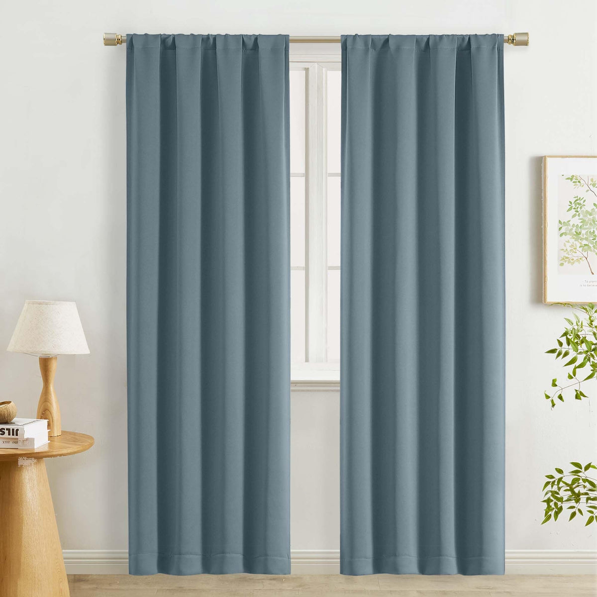 Lecloud Sage Green Room Darkening Curtains 54 Inch Length 2 Panels, Window Curtains for Bedroom, Energy Thermal Insulating Rod Pocket Curtain Drapes for Small Window, 40" W x 54" L