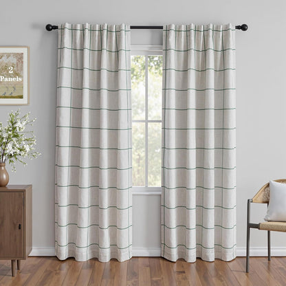100% Blackout Curtains 84 inch Length Faux Linen (W52 x L84, Beige)