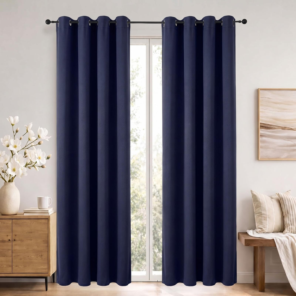 Simplebrand Sage Green Blackout Curtains 84 Inch Length 2 Panels Set for Bedroom/Living Room, Solid Room Darkening Thermal Insulated Grommet Energy Saving Window Treatment Drapes, Each 52" Wide