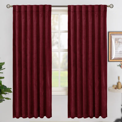 BGment Olive Green Velvet Blackout Curtains 52 x 84 Inch Length, 2 Panels