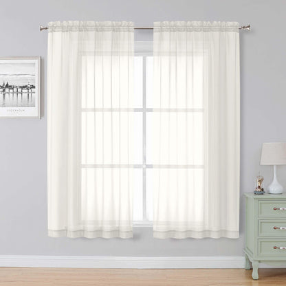 Simplebrand Black Sheer Curtains 84 Inches Long 2 Panels for Living Room