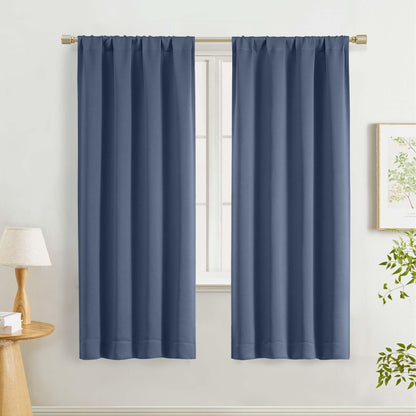 Lecloud Sage Green Room Darkening Curtains 54 Inch Length 2 Panels, Window Curtains for Bedroom, Energy Thermal Insulating Rod Pocket Curtain Drapes for Small Window, 40" W x 54" L