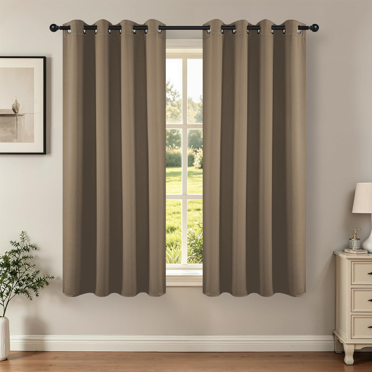Joydeco Blackout Curtains for Bedroom 84 Inch - Black Out Curtains with Grommets Thermal Insulated Room Darkening Light Blocking, Noise Reducing & Wrinkle-Free Drapes for Living Room Windows, 2 Panels