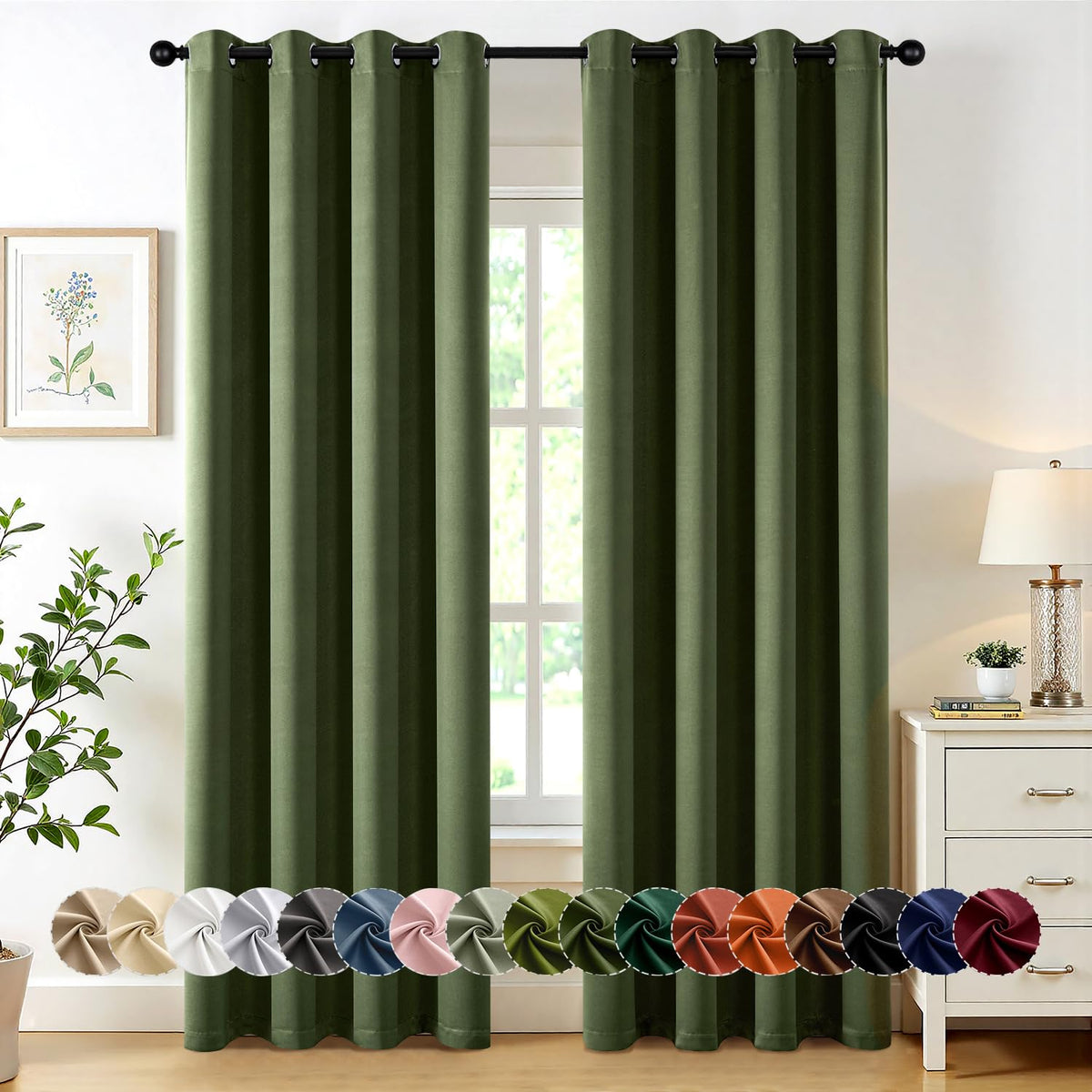 MIULEE Blackout Curtains for Bedroom 2 Panels 40 x 63 Inch Long Black