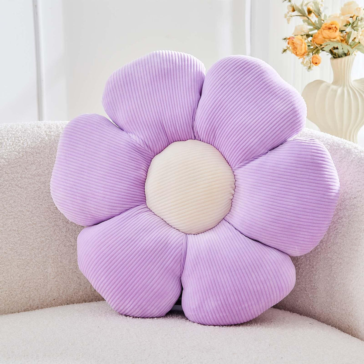 Kcvvcr Flower Throw Pillow, Soft White 14.9" Shaped Floor Pillow for Home Decor, Cute Aesthetic Plush Decorative Pillows for Bed, Sofa, Couch