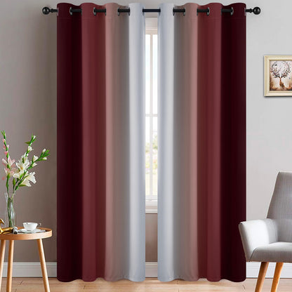 Yakamok Ombre Curtains Blue and Greyish White for Living Room,52Wx84L