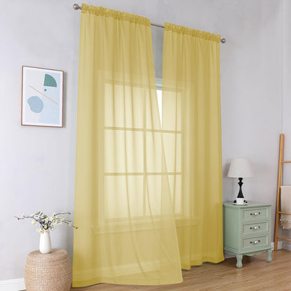 Simplebrand Black Sheer Curtains 84 Inches Long 2 Panels for Living Room