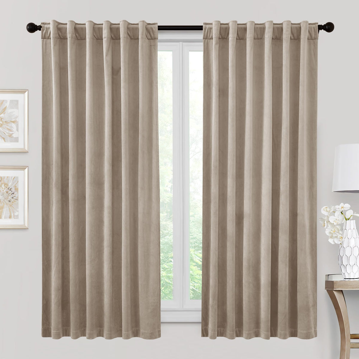 RYB HOME Blue Velvet Blackout Curtains for 84 inches Bedroom Living Room