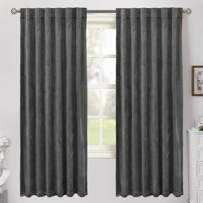 BGment Olive Green Velvet Blackout Curtains 52 x 84 Inch Length, 2 Panels