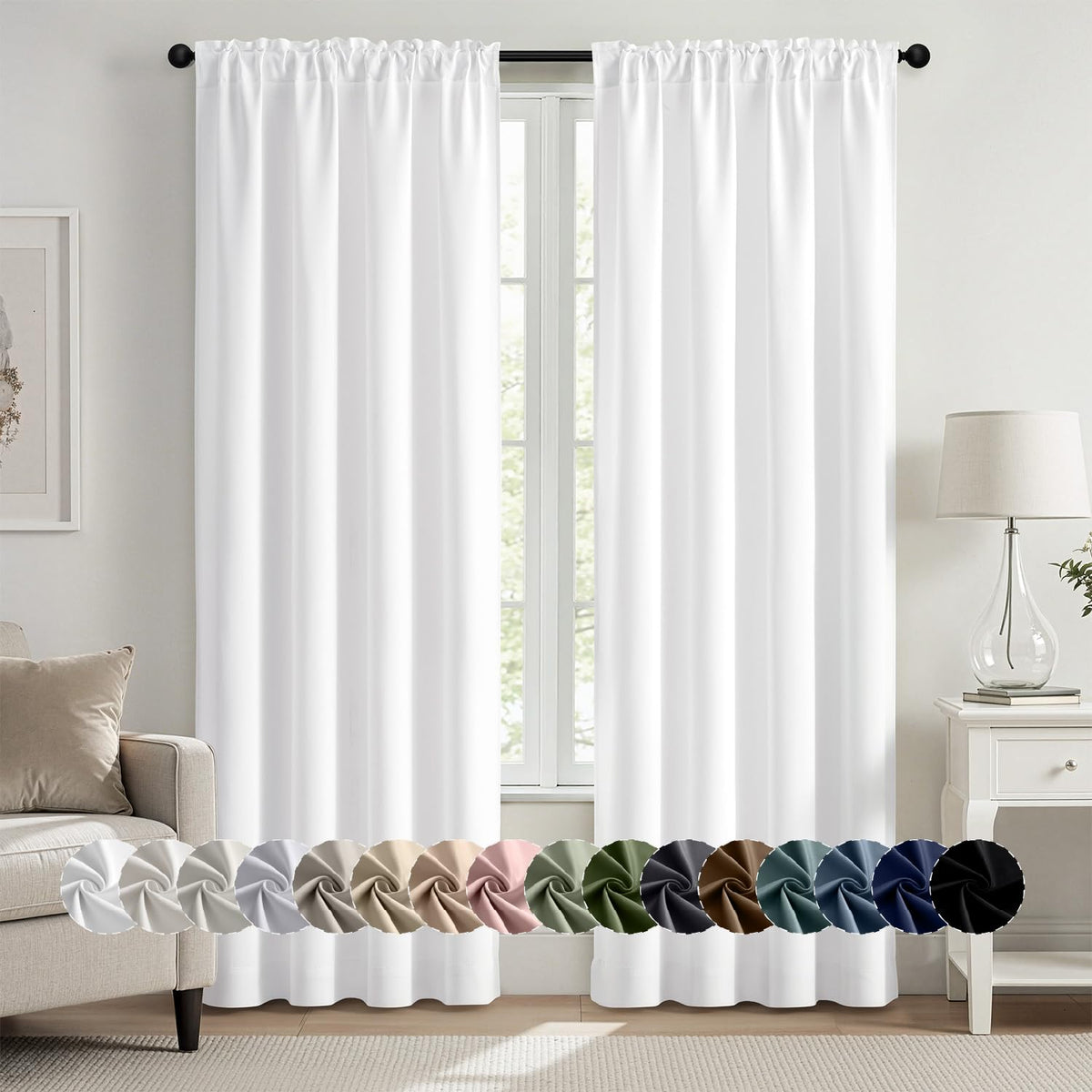 MIULEE Stone Blue Blackout Curtains for Bedroom Living Room 40"x63" 2 Panel