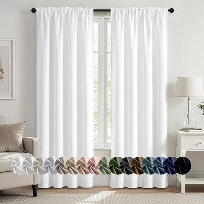 MIULEE Stone Blue Blackout Curtains for Bedroom Living Room 40"x63" 2 Panel