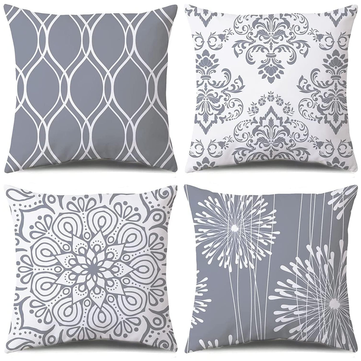 Coliuso Decorative Throw Pillow Covers 18x18 Set of 4, Blue Modern Simple Square Pillow Case Cushion Cover for Sofa Couch Farmhouse Outdoor Living Room (Blue, 18"x18")
