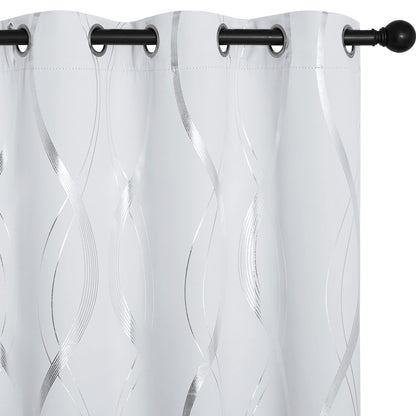NICETOWN Grey Blackout Striped Pattern Curtains for Living Room, 52 x 84