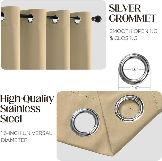 CUCRAF Beige Blackout Curtains 84 inch Length 2 Panels Set, Room Darkening Drapes for Living Room Bedroom, Thermal Insulated Light Blocking Grommet Window Curtain (W52 x L84 Inch)
