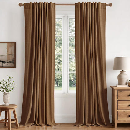MIULEE 100% Blackout Linen Curtains for Bedroom 40W x 84L Cream 2 Panels