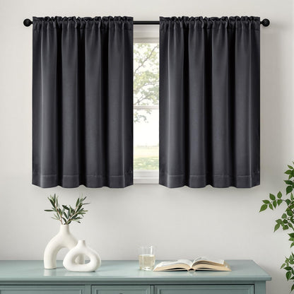 MIULEE Stone Blue Blackout Curtains for Bedroom Living Room 40"x63" 2 Panel
