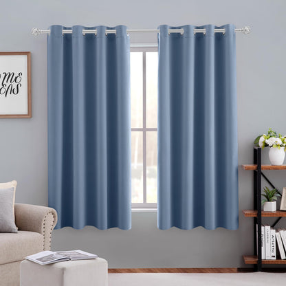 HOMEIDEAS Blackout Curtains for Bedroom 52 X 84 Inch Long 2 Panels Set Light Grey/Gray Room Darkening Curtains/Drapes, Soundproof Thermal Grommet Window Curtains for Living Room
