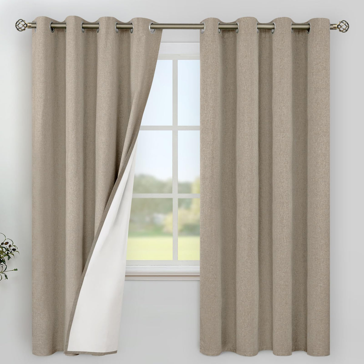 YoungsTex Black Blackout Curtains for Bedroom, Thermal Drapes Heat Blocking