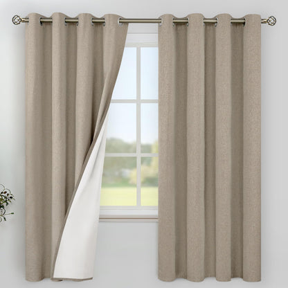 YoungsTex Black Blackout Curtains for Bedroom, Thermal Drapes Heat Blocking