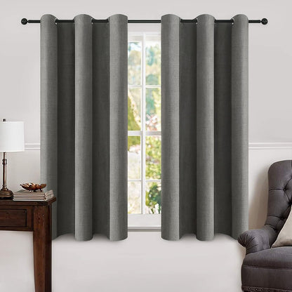MIULEE 100% Blackout Linen Curtains for Bedroom 52x84 Inches Natural Beige