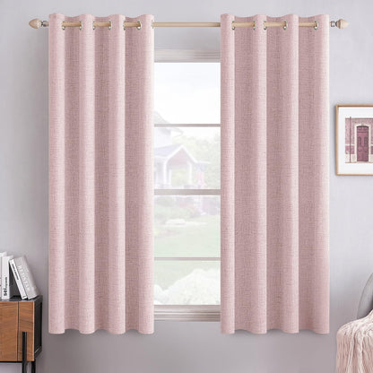 MIULEE 100% Blackout Linen Curtains for Bedroom 52x84 Inches Natural Beige